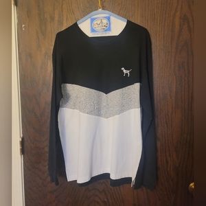 VS PINK LONG SLEEVE TOP BLACK WHITE & GRAY
